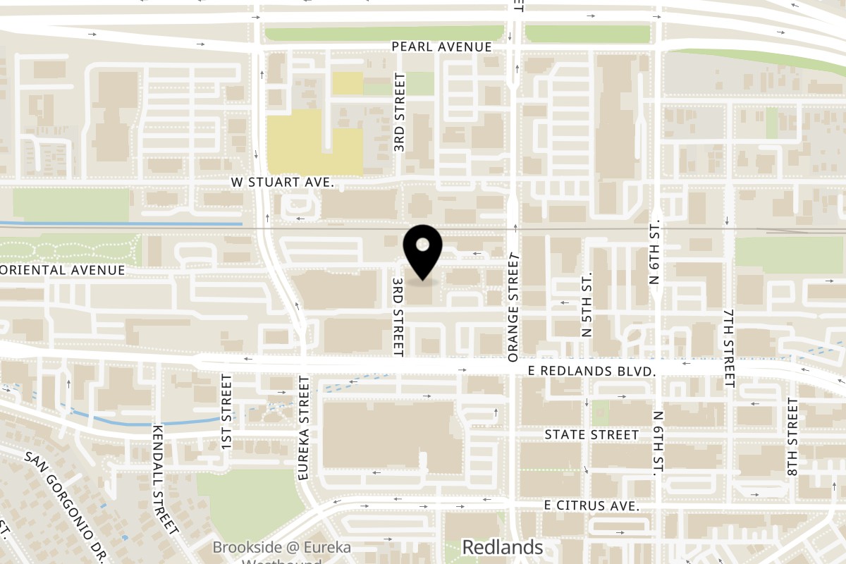 Map showing the location of Fred's Red Tacos on 330 3rd St in Redlands